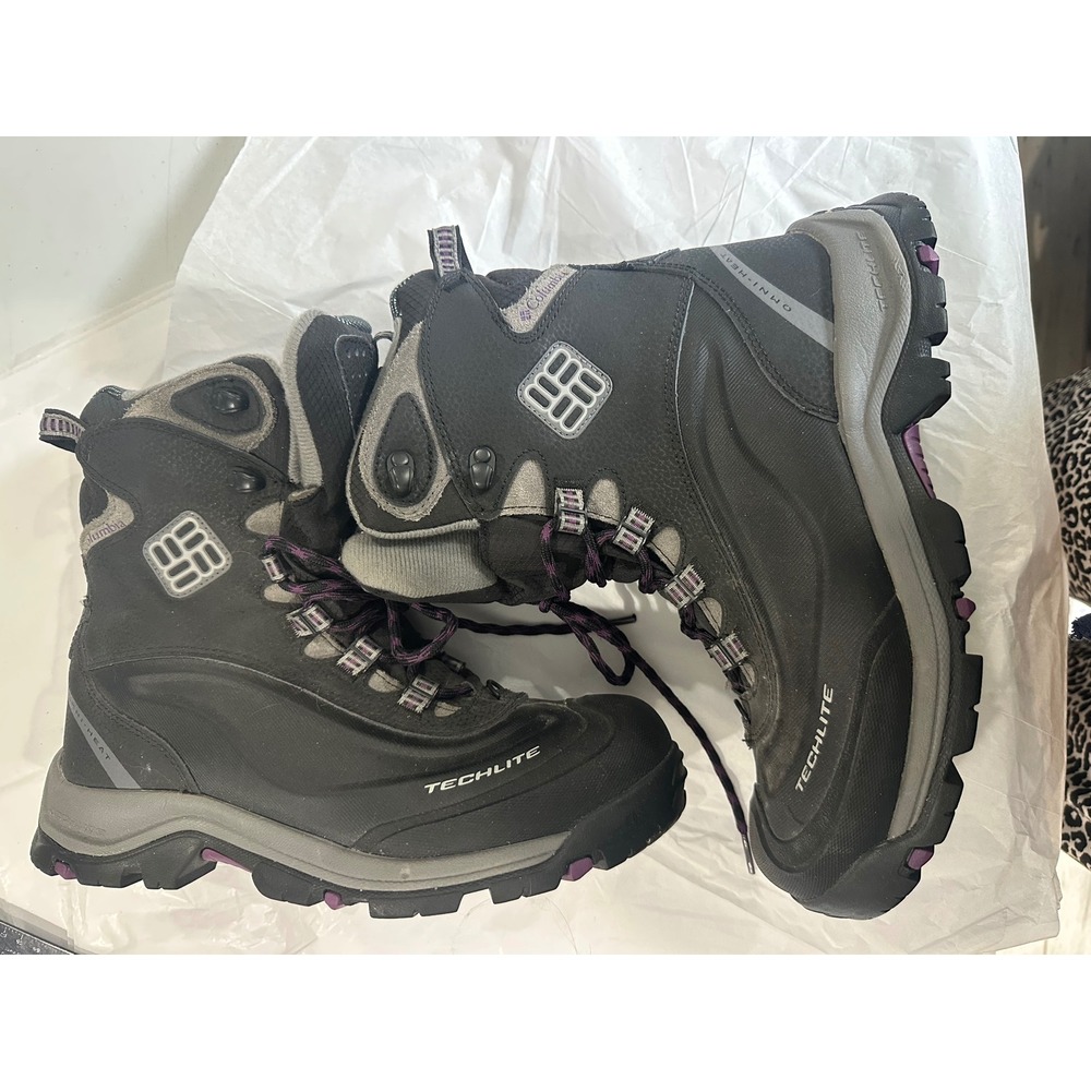 Columbia Bugaboot Plus III Omni-Heat Waterproof Winter Boots Black Purple 10